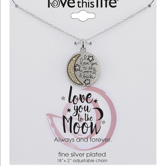 NWT Love this Life Moon Two Tone Necklace "I love you to the moon & back" - Picture 1 of 3